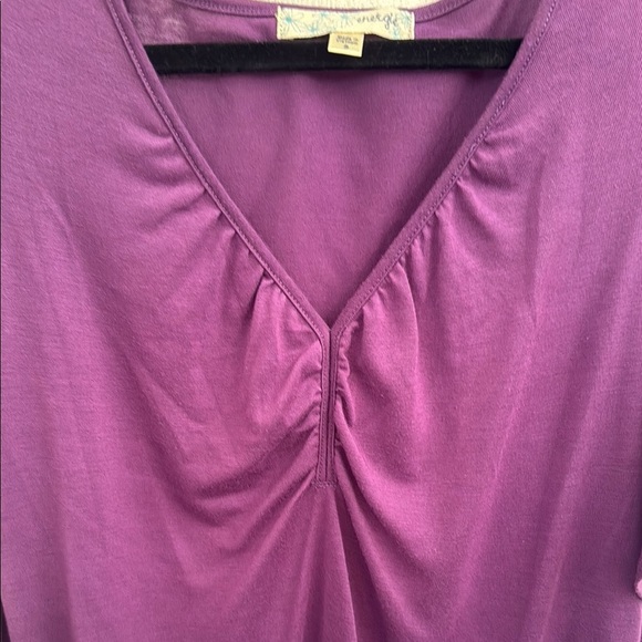 Energie Purple Ruched Tunic Blouse with Ruffled Sleeves - Picture 4 of 5